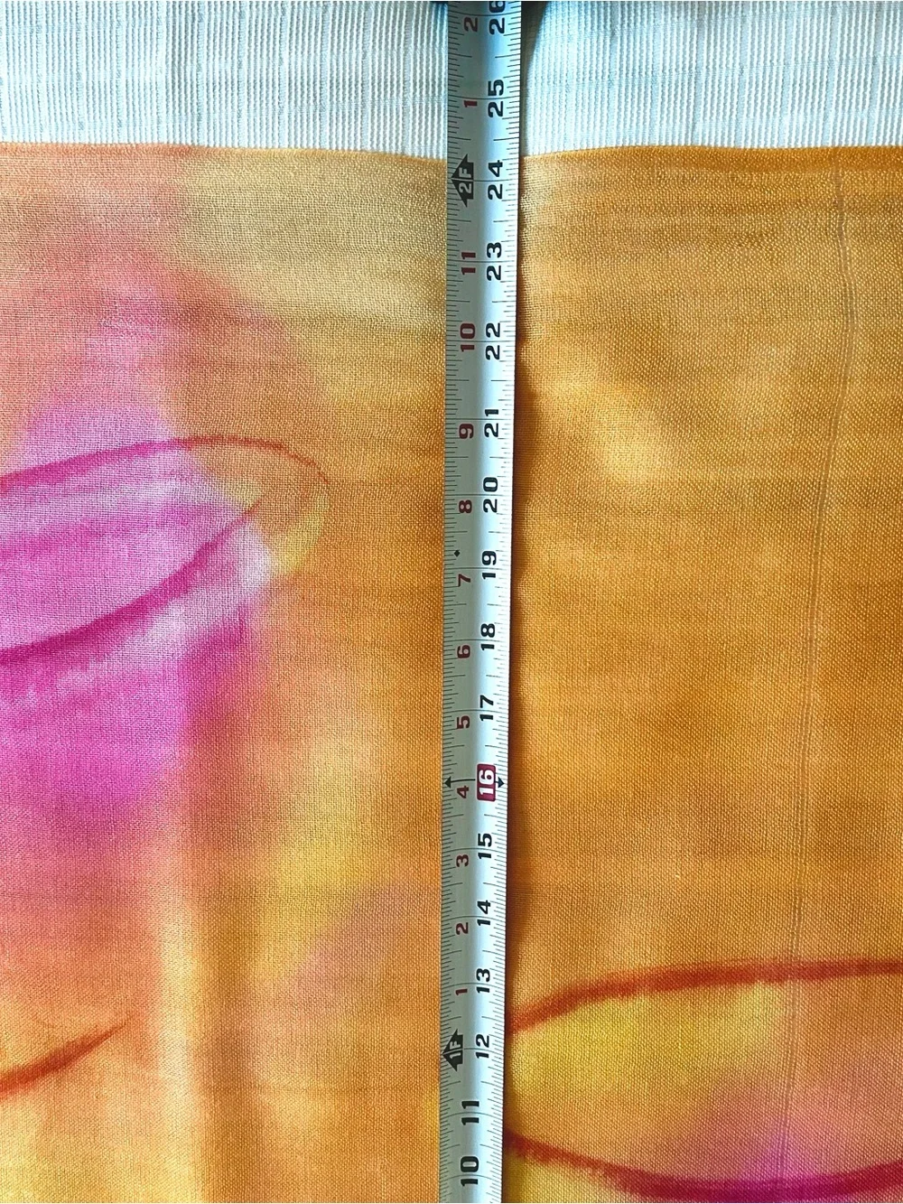 Orange Sheer Floral Hand Painted Fringed Shawl Scarf - Lightweight